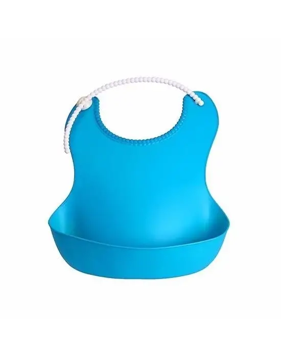 Omarı Esnek ve Şık Çocuk Bebek Mama Önlüğü - Mavi