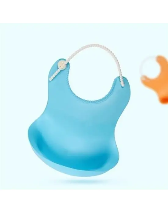 Omarı Esnek ve Şık Çocuk Bebek Mama Önlüğü - Mavi