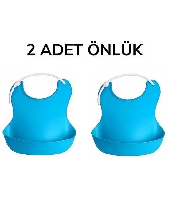 Omarı Esnek ve Şık Çocuk Bebek Mama Önlüğü - Mavi