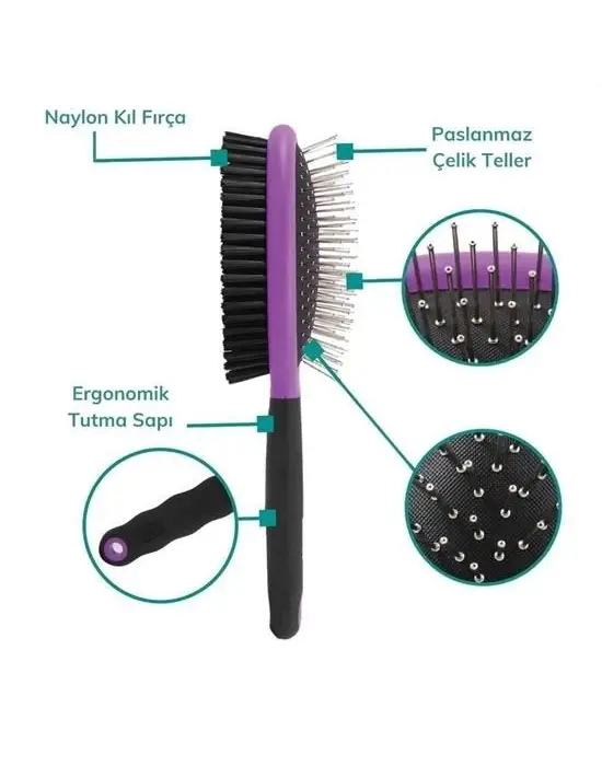 Omarı Çift Taraflı Kolay Kedi Köpek Temizleme Fırçası