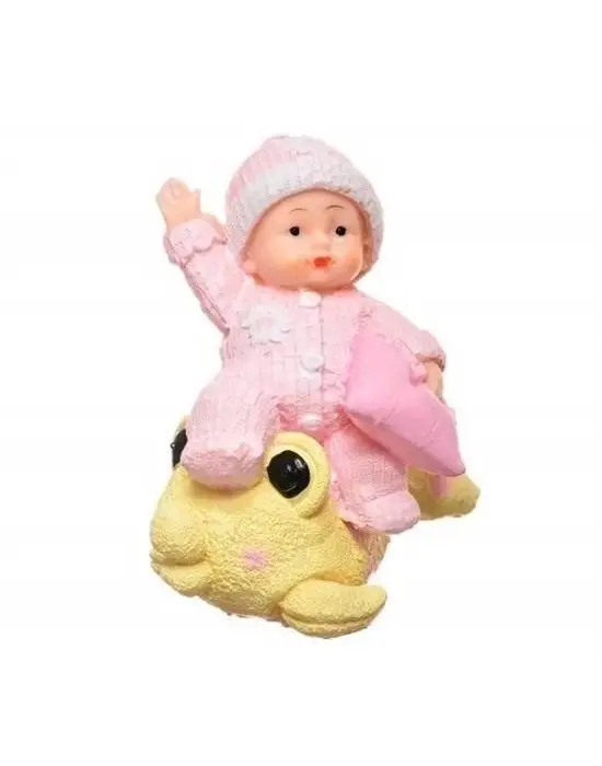 Omarı Sevimli Pembe Bebek Biblo - Polyester Süs Eşyası
