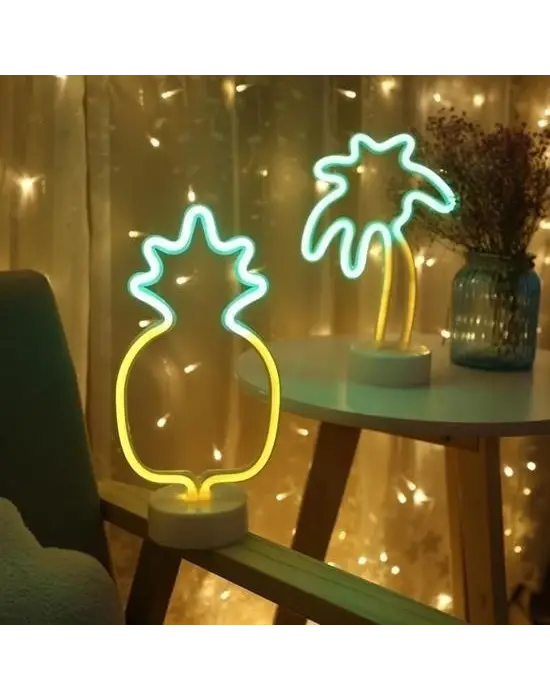 BUFFER® Dekoratif Ananaslı Neon Led Masa Ve Gece Lambası Hediyelik Lamba