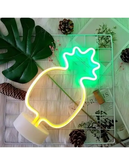 BUFFER® Dekoratif Ananaslı Neon Led Masa Ve Gece Lambası Hediyelik Lamba