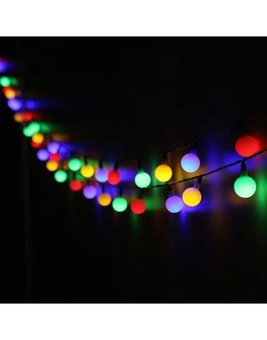 Omarı Renk Değiştiren Minik Toplarla Süslenmiş 40 Ledli Dekoratif Dolama Işık