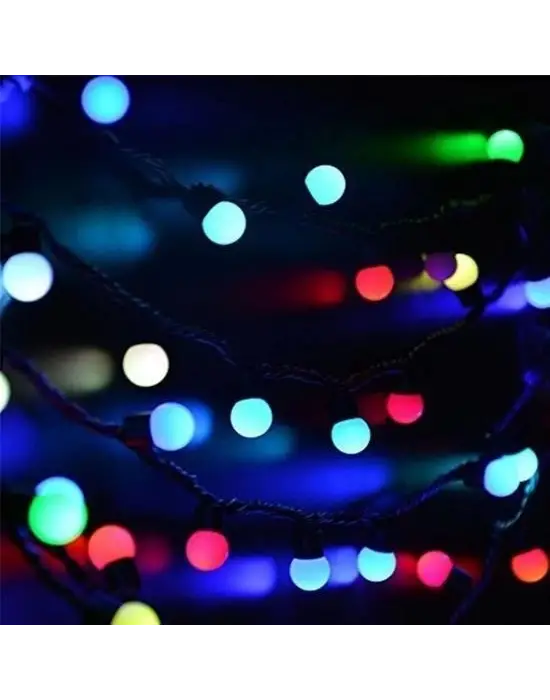 Omarı Renk Değiştiren Minik Toplarla Süslenmiş 40 Ledli Dekoratif Dolama Işık