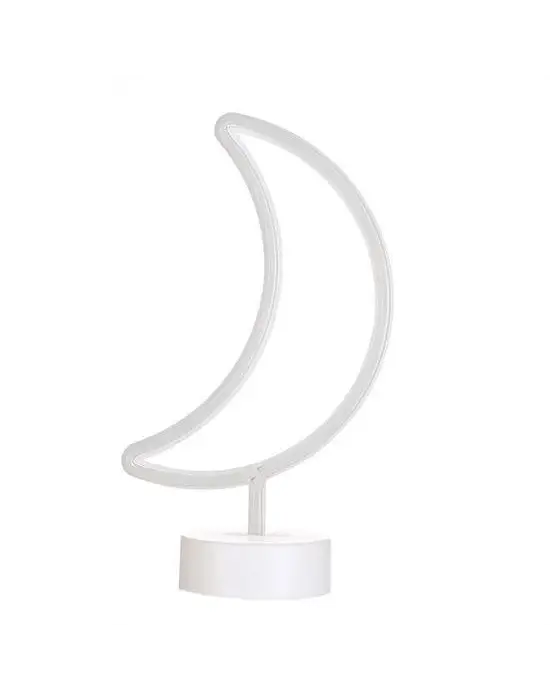 BUFFER® Dekoratif Pilli Ay Tasarımlı 3D Neon Led Masa Ve Gece Lambası