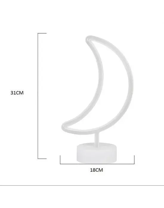 BUFFER® Dekoratif Pilli Ay Tasarımlı 3D Neon Led Masa Ve Gece Lambası