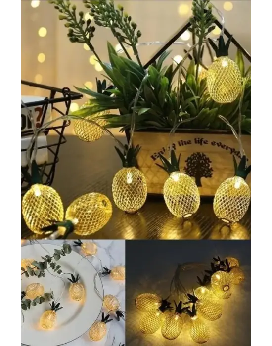 Omarı Dekoratif Pilli Ananas Şerit Led Işık (1 Metre)