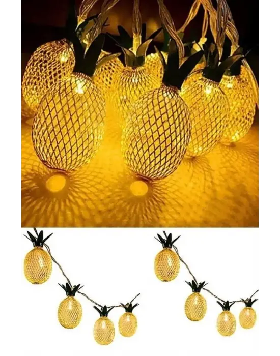 Omarı Dekoratif Pilli Ananas Şerit Led Işık (1 Metre)