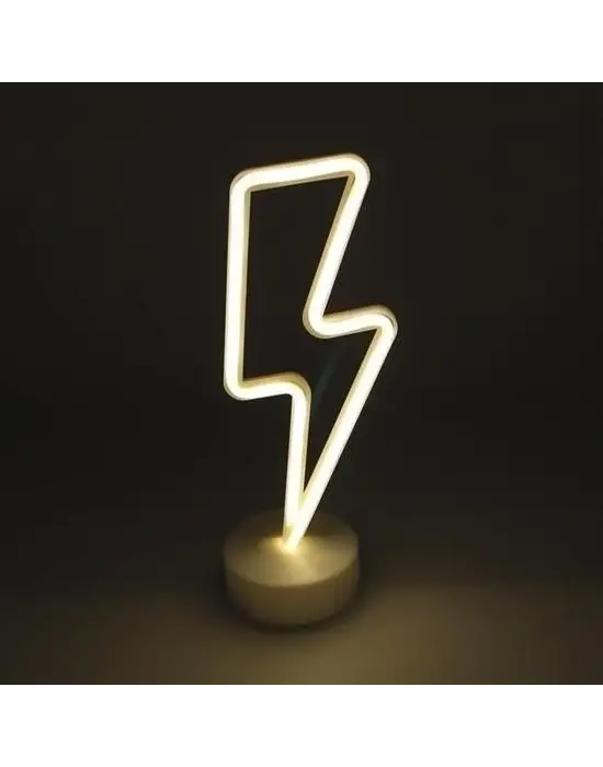 BUFFER® Dekoratif Şimşek Şeklinde Pilli Neon Led Lamba Süs Masa Lambası