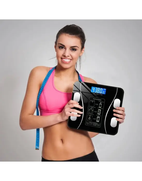 BUFFER® Dijital Baskül Yağ Ölçer Fonksiyonlu Akıllı Baskül Bluetooth Bağlantılı Tartı