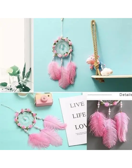 Omarı Kuş Tüyü ve Led Işıklı Dekoratif Asma Rüya Kapanı