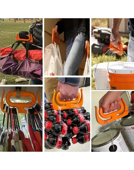 BUFFER® Ergonomik Poşet Taşıma Aparatı – Ağır Yük Taşıyıcı Tutacak, Elden Kesme Yapmayan Kolay Taşıma Kancası, Market ve Alışveriş Çantası Taşıyıcısı