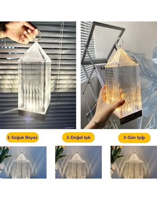 Omarı Dokunmatik USB Şarjlı 3 Modlu Kristal Lamba Led