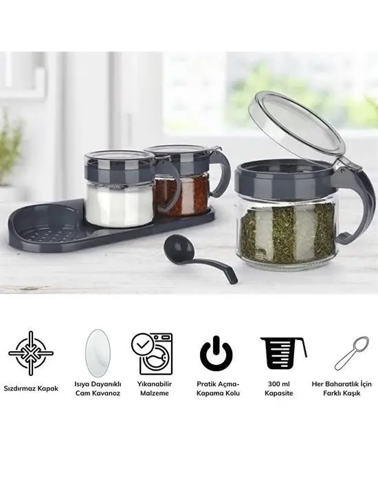 Omarı Pratik Kapaklı Baharatlık Takımı