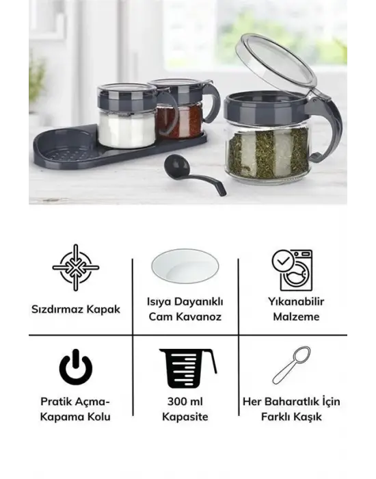 Omarı Pratik Kapaklı Baharatlık Takımı