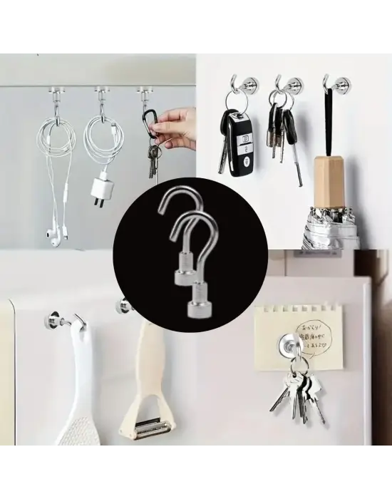 Omarı Güçlü Manyetik 2li Magnet Askı - Mutfak ve Banyo İçin Çok Amaçlı