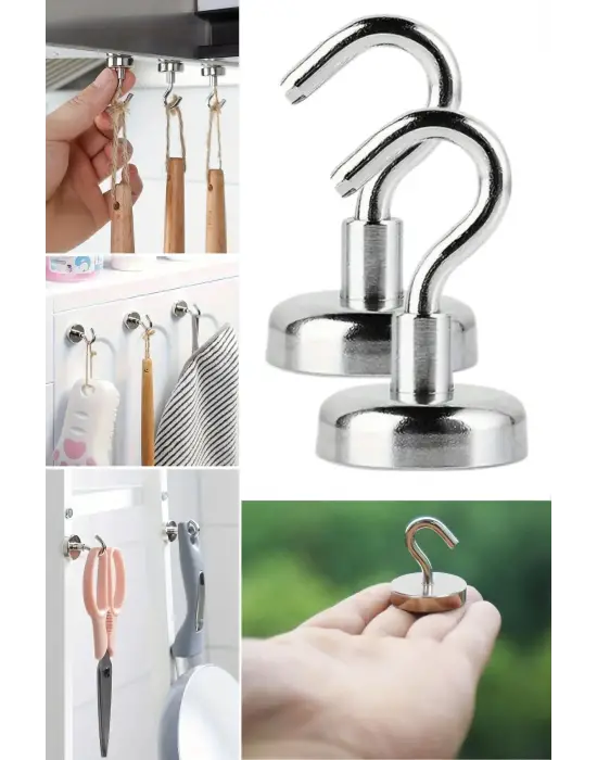 Omarı Güçlü Manyetik 2li Magnet Askı - Mutfak ve Banyo İçin Çok Amaçlı