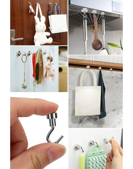 Omarı Güçlü Manyetik 2li Magnet Askı - Mutfak ve Banyo İçin Çok Amaçlı