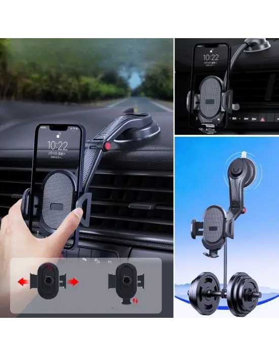 Omarı Güçlü Vantuzlu Araç İçi Telefon Tutucu Aparat