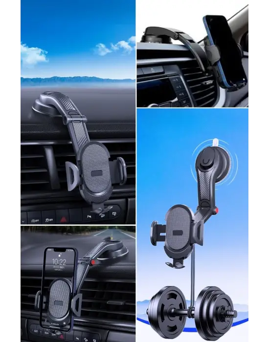 Omarı Güçlü Vantuzlu Araç İçi Telefon Tutucu Aparat