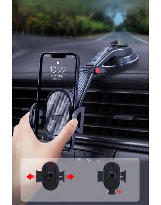 Omarı Güçlü Vantuzlu Araç İçi Telefon Tutucu Aparat