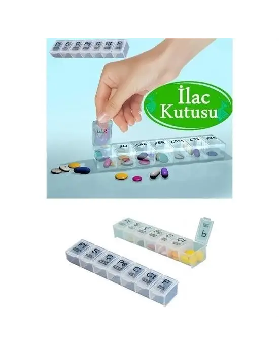 Omarı 7 Bölme Haftalık İlaç Saklama Kutusu - Günlük Kullanım İçin