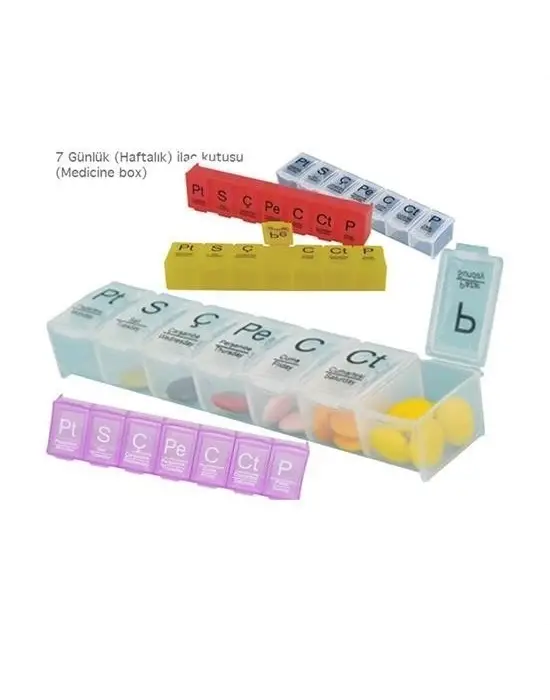 Omarı 7 Bölme Haftalık İlaç Saklama Kutusu - Günlük Kullanım İçin