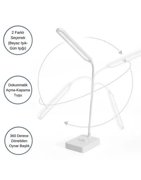Omarı Dokunmatik USBli Derece Dönebilen LED Masa Lambası