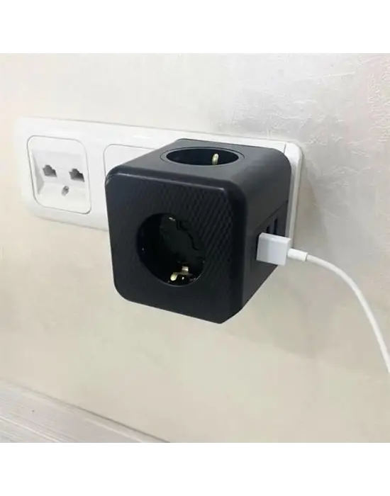 Omarı Isıya Dayanıklı Termal Akım Koruma ve Çocuk Koruma 3 Priz 3 USB Küp Priz