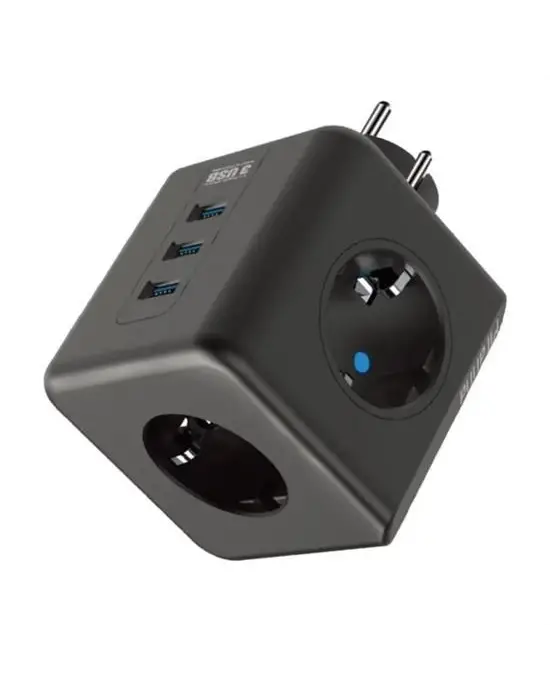 Omarı Isıya Dayanıklı Termal Akım Koruma ve Çocuk Koruma 3 Priz 3 USB Küp Priz