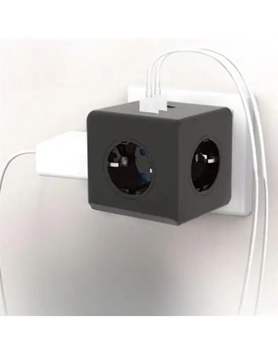 Omarı Isıya Dayanıklı Termal Akım Koruma ve Çocuk Koruma 3 Priz 3 USB Küp Priz