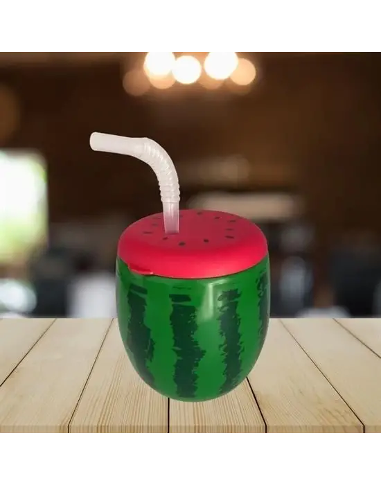 Omarı Karpuz Desenli Kendiliğinden Pipetli 900 ml Suluk