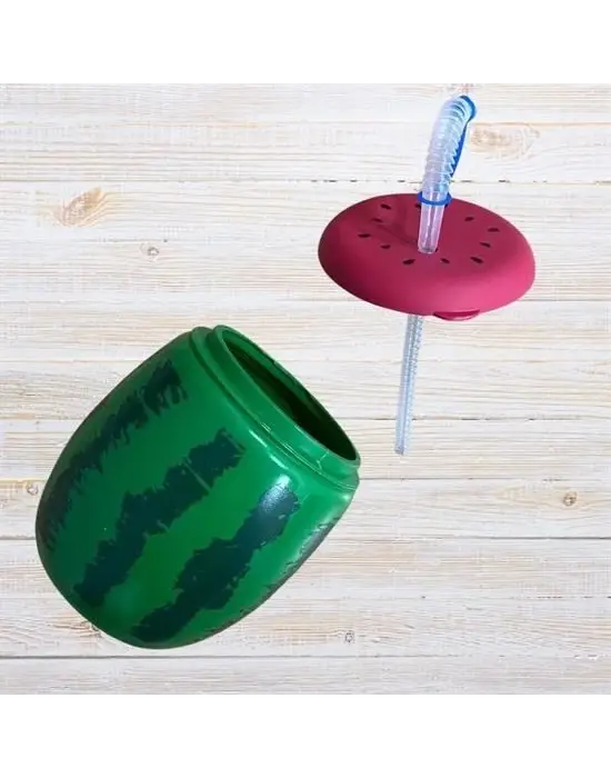 Omarı Karpuz Desenli Kendiliğinden Pipetli 900 ml Suluk