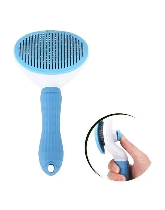 Omarı Ergonomik Saplı Tüy Toplayıcı Evcil Hayvan Tarağı - Mavi