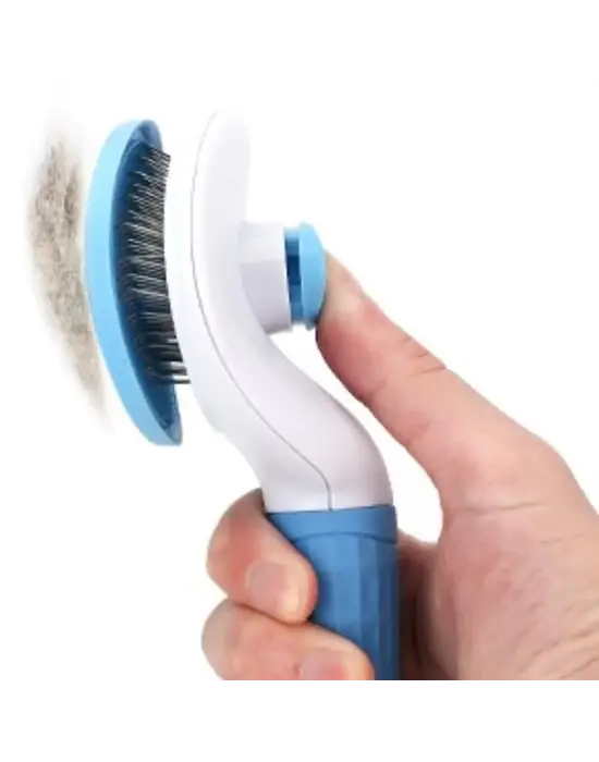 Omarı Ergonomik Saplı Tüy Toplayıcı Evcil Hayvan Tarağı - Mavi