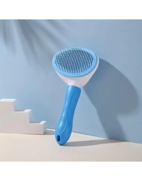 Omarı Ergonomik Saplı Tüy Toplayıcı Evcil Hayvan Tarağı - Mavi