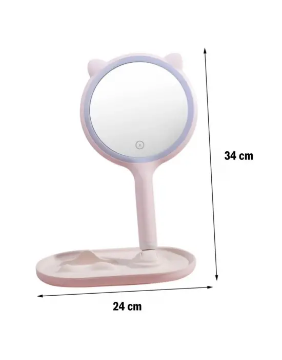 Omarı Yuvarlak Dokunmatik Led Ayarlı Masa Üstü Makyaj Aynası