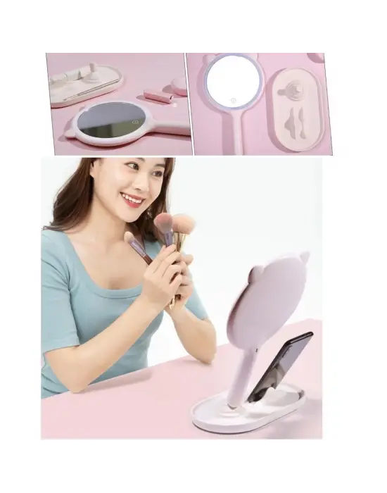 Omarı Yuvarlak Dokunmatik Led Ayarlı Masa Üstü Makyaj Aynası