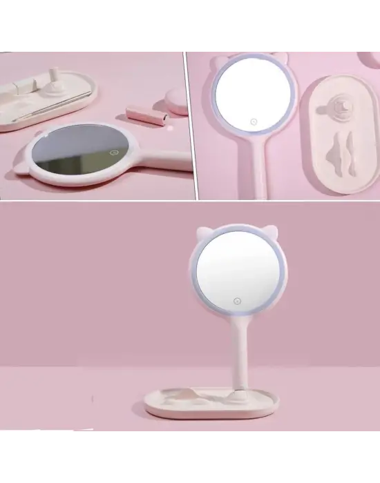 Omarı Yuvarlak Dokunmatik Led Ayarlı Masa Üstü Makyaj Aynası