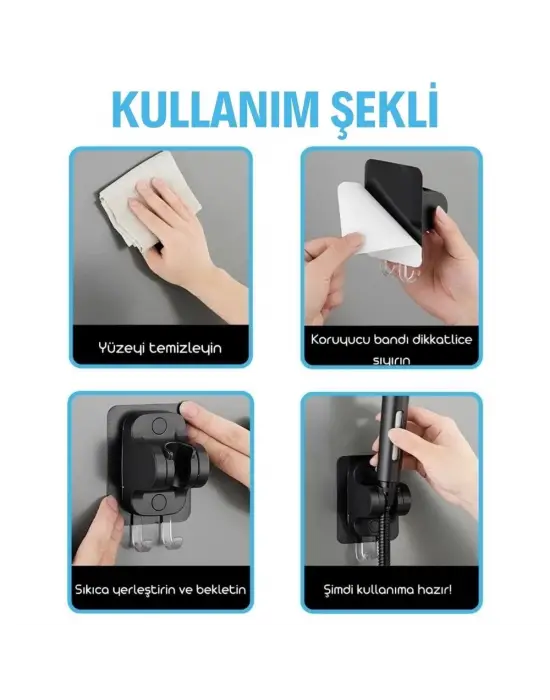 Omarı Güçlü Askılı Duş Başlık Tutucu
