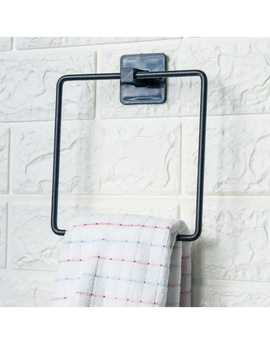 Omarı Kendiliğinden Yapışkanlı Siyah Kare Havluluk