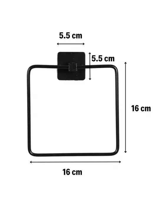 Omarı Kendiliğinden Yapışkanlı Siyah Kare Havluluk