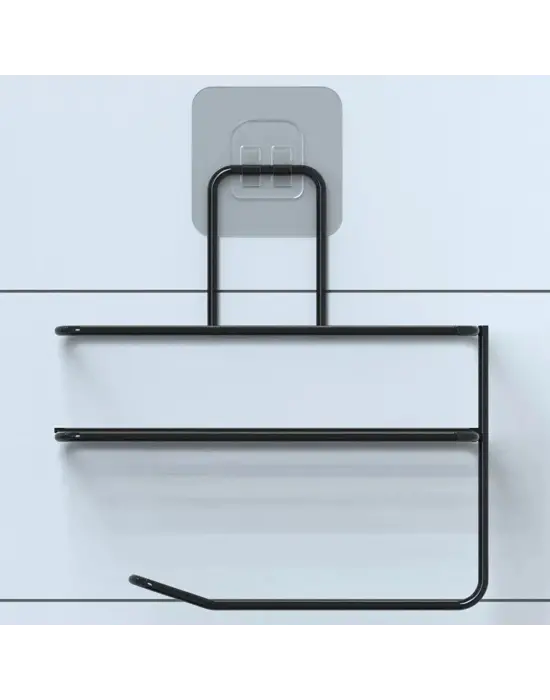 Omarı Modern Siyah Metal Tuvalet Kağıdı Tutacağı ve Yedek Raf