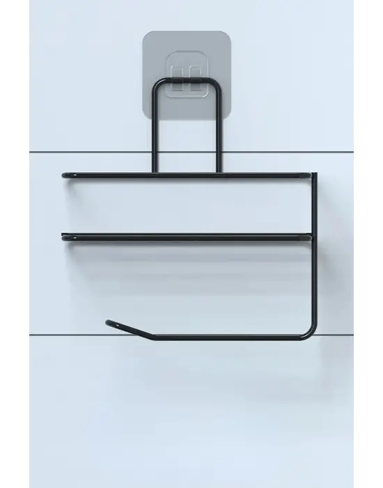 Omarı Modern Siyah Metal Tuvalet Kağıdı Tutacağı ve Yedek Raf