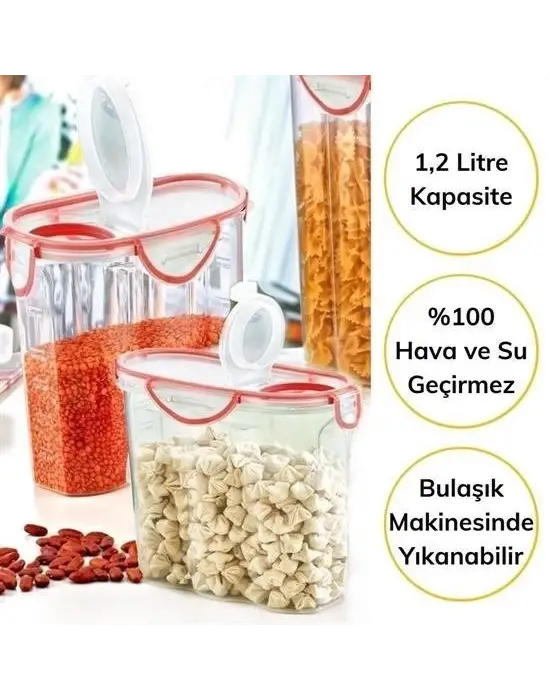 Omarı Kilitli Kapaklı Contalı Hava ve Sıvı Geçirmez Saklama Kabı 1,2 Litre