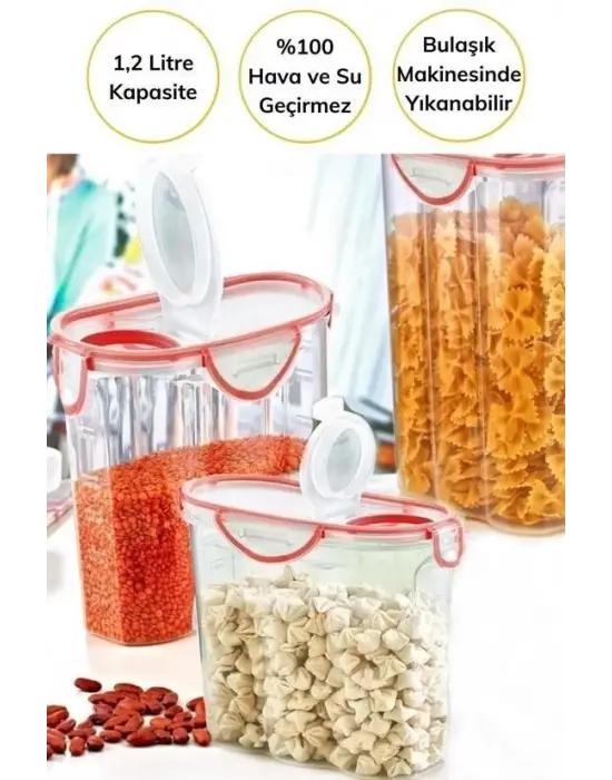 Omarı Kilitli Kapaklı Contalı Hava ve Sıvı Geçirmez Saklama Kabı 1,2 Litre