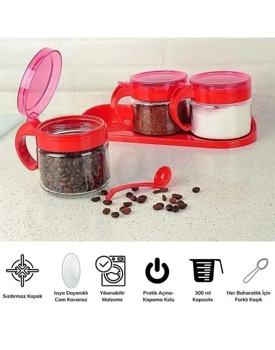 Omarı Hava Sızdırmaz Kapaklı Baharatlık Seti