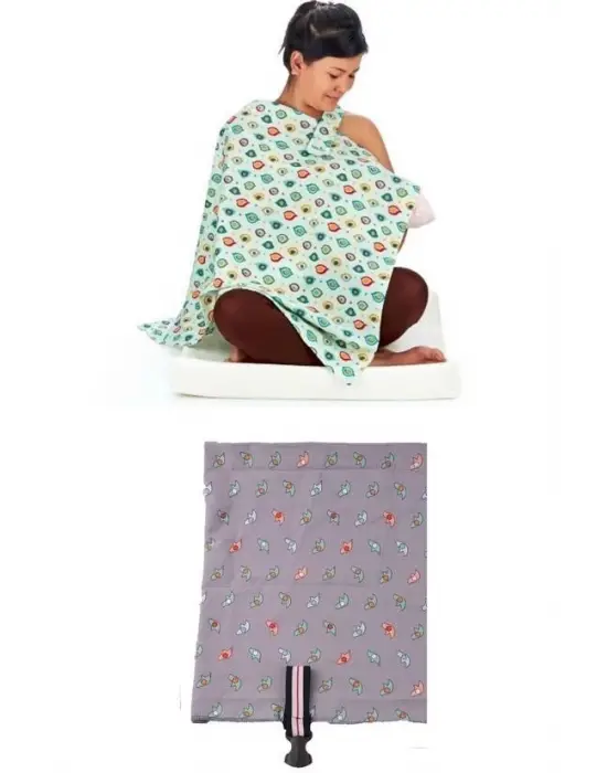 Omarı Kuş Desenli Kullanışlı Bebek Emzirme Önlüğü