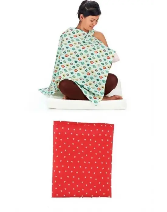 Omarı Kemerli Yıldız Desenli Bebek Emzirme Önlüğü Örtüsü